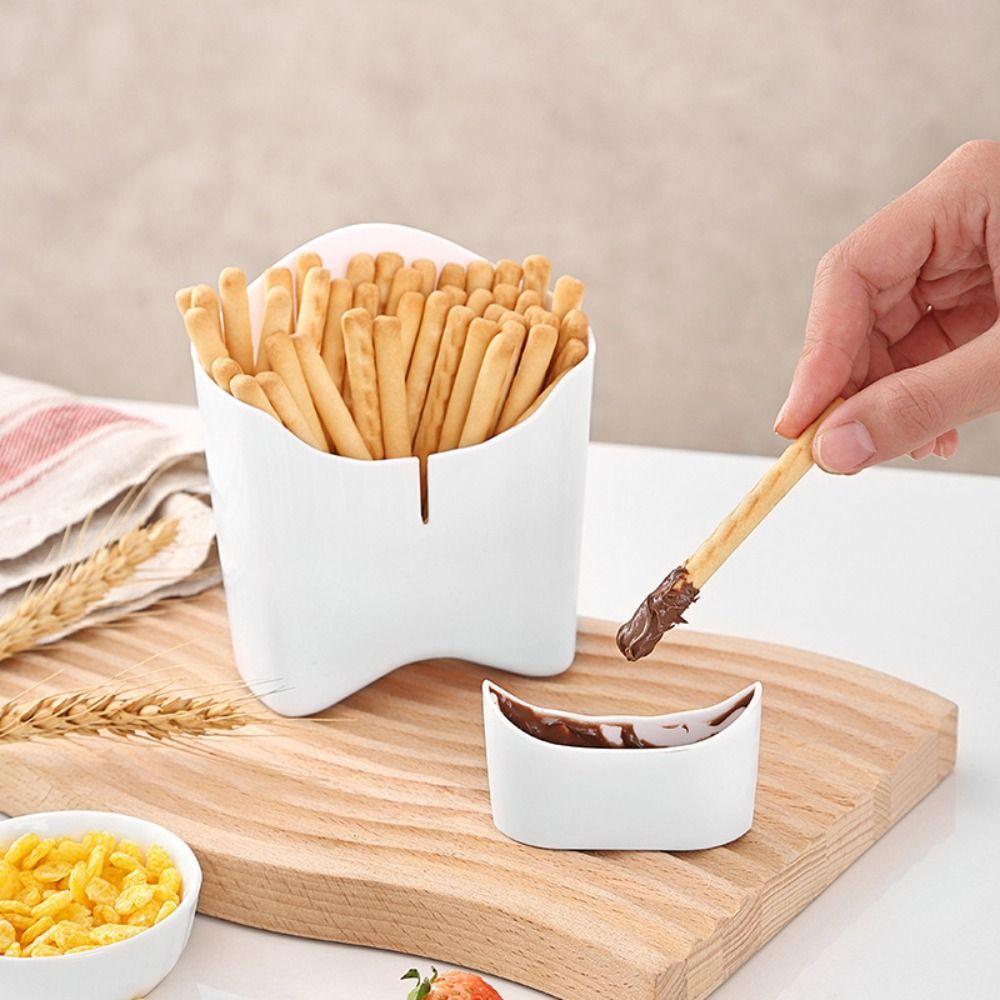 with Dip Compartment Snack Container 2 in 1 Dessert Plate French Fry Cup Kitchen Accessories