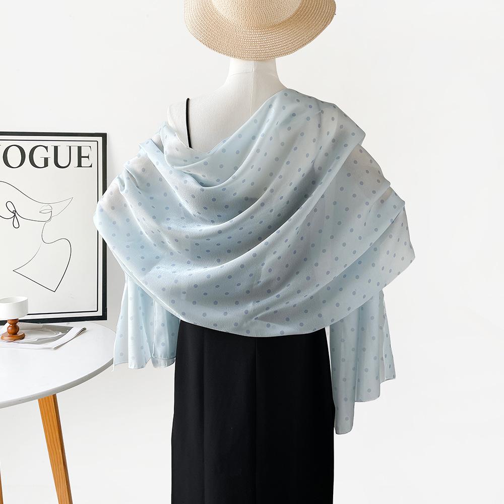 Sunscreen Imitation Silk Chiffon Silk Scarf Women's Summer Polka Dot Yarn Purple Silk Scarf Thin Long Korean Version Versatile