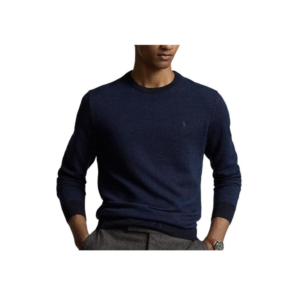 Polo Ralph Lauren Однотонный вязаный джемпер с круглым вырезом и длинным рукавом Мужской свитер Синий 710917042-003