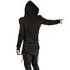 Men's Black Streetwear Zipper Hoodies Sweatshirts Hip Hop Casual Hooded Coat With Side Lashing Crossed Hoody Tracksuits