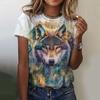 3D Printed  Animal T Shirt For Women Wolf Pattern Tees Summer New Harajuku T-Shirts Y2k Tops Loose Short Sleeves Girl Clothes
