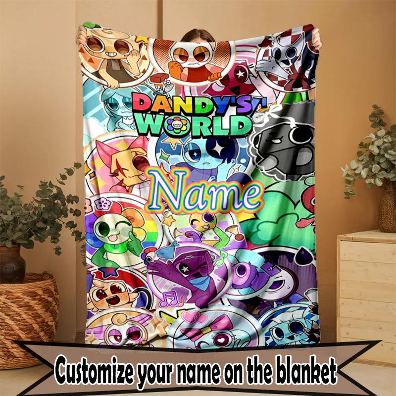 Custom Name Personalized Dandy's World Print Blanket, Home Decor, Bedroom, Sofa, Camping, Couch, Gifts for Birthday ChristmasEnthusiasts