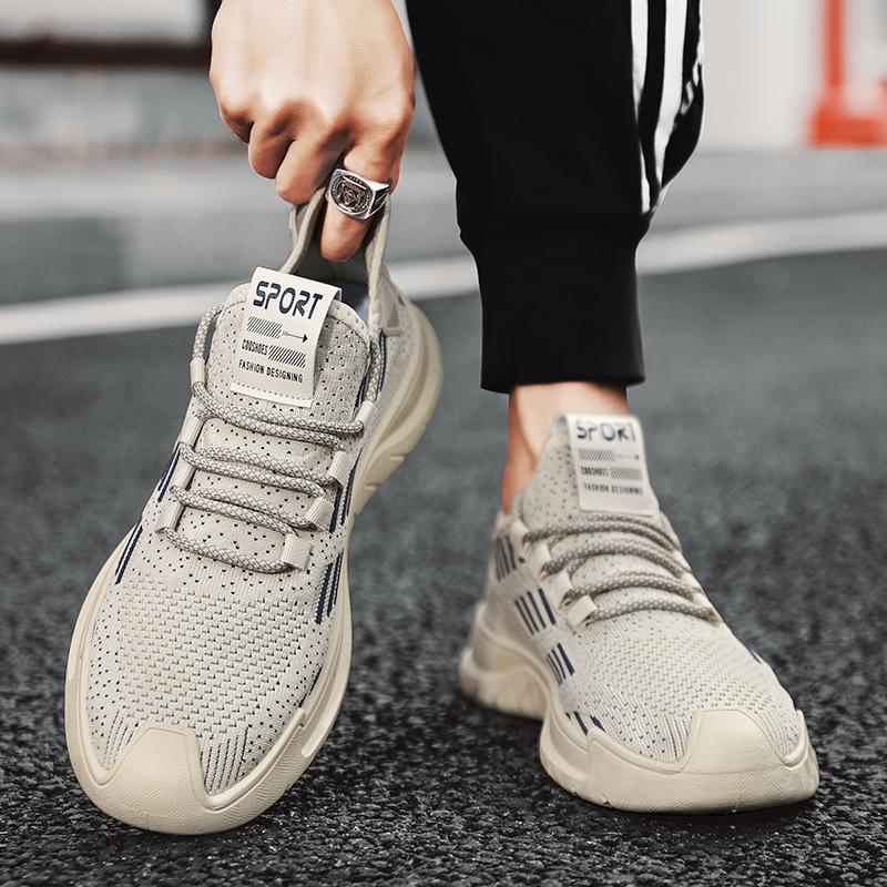 Мужская дышащая спортивная обувь для бега с летающей тканью, модные повседневные сетчатые кроссовки, уличные легкие кроссовки