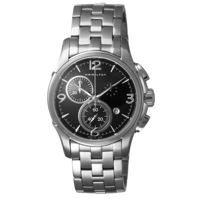 Мужские часы Hamilton Jazzmaster CHRONO, черный циферблат, нержавеющая сталь, сапфировое стекло, кварцевый механизм, водонепроницаемость 100 м, 42 мм, сделано в Швейцарии,