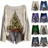 Women's Christmas Print Lightweight Sweater Casual Long Sleeve Knitted Pullover