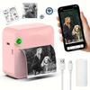 Inkless Sticker Printer Mini Hot Printer, Wireless Pocket Printer, Smart Portable Receipt Printer for Photos, Diaries, Notes and Memos