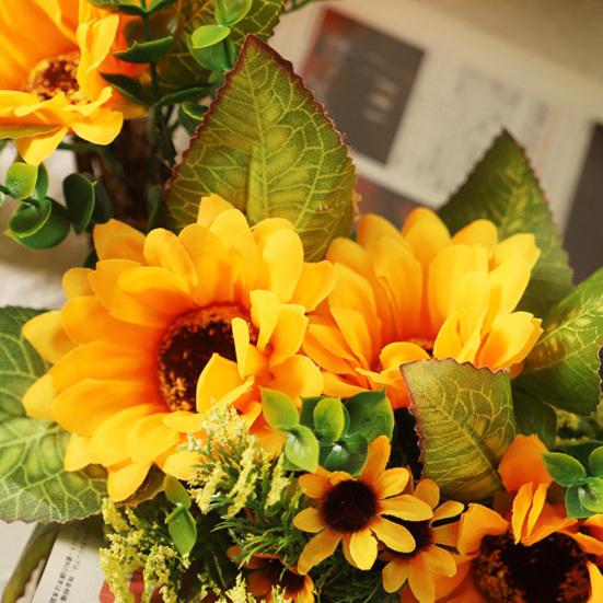 Искусственный Ротанг Подсолнух Гирлянда Венок Домашнее Кафе Стена Партии Висячий Декор