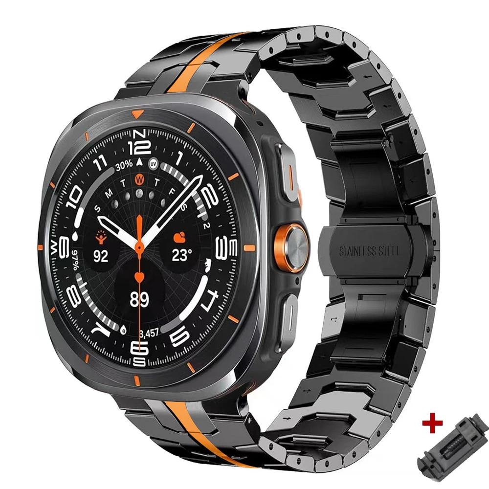 Металлический браслет из нержавеющей стали для Samsung Galaxy Watch 9 Ultra2 47 мм Мужской Браслет Роскошный Металлический Ремешок для Samsung Galaxy watch 9/8/8Classic 40 мм 44 мм 46 мм
