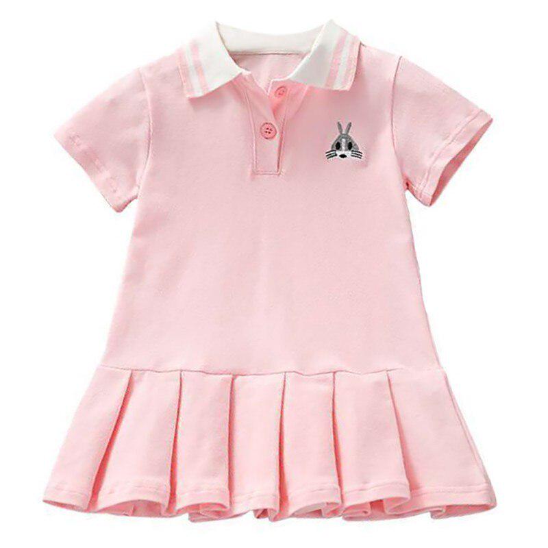 Summer Casual Baby Girls Cartoon Animal Pattern Short Sleeve Dress Kids Toddler Pageant Sundress