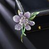 Women's Light Luxury Design Elegant Drop Glazed Purple Gold Flower Brooch Fashionable Versatile Niche Design Brooch