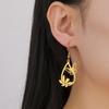 Butterfly Flower Teardrop Pendant Earring Women Stainless Steel Hoop Earrings Bohemian Jewelry Gift