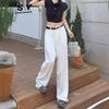 2023 White High-Waist Wide-Leg Jeans - Comfy, Loose, and Trendy Drape Pants