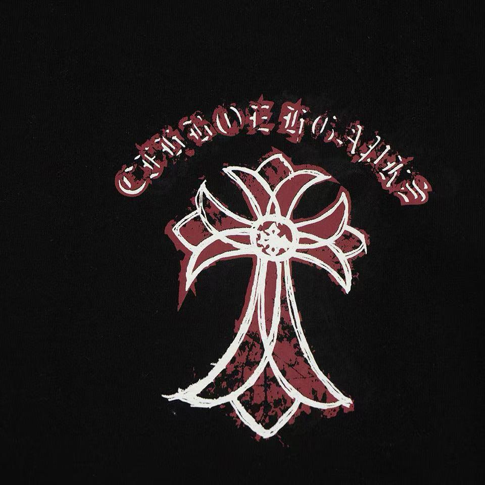 W360 CHROME HEARTS Лето 2026 Новый Высококачественный Хлопок Круглый Вырез Свободный Большой Размер Мужская и Женская Футболка Футболка для Пары