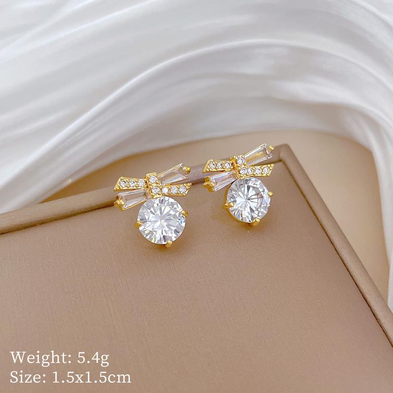 Butterfly Micro Inlaid Necklace Earring Set, Light Luxury Micro Inlaid Personalized Temperament Banquet Earring Combination