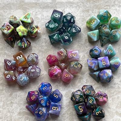Многогранные разноцветные игровые кости 7 шт./набор для настольных игр DND