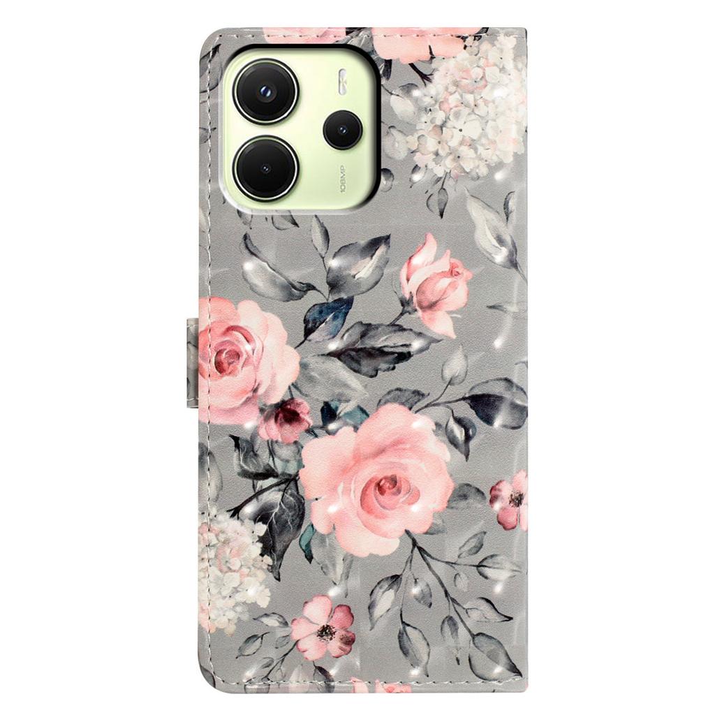 Для Xiaomi Redmi Note 14 4G (163,25 мм) Чехол-кошелек из искусственной кожи с 3D-печатью