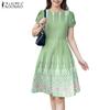 Women Casual Round Neck Summer Short Sleeve Print Dress