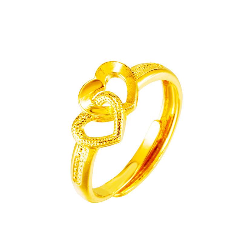 Sand Gold Ring for Women, Long-lasting Color Retention, Niche Sweet Imitation Gold Open Female Ring, Copper Alloy Accessories