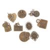 9pcs Antique Bronze Steampunk Clock Gears Pendant Necklace Findings Charms