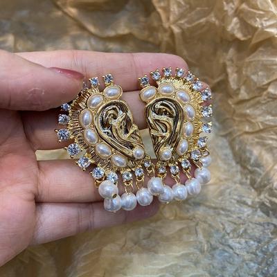 Серьги с бахромой из жемчуга, средневековые винтажные серьги нишевого дизайна, серьги легкой роскоши, преувеличенные серьги
