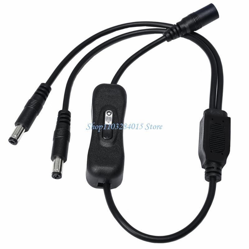 R6FF Y Splitter Cable 5.5x2.1mm/5.5x2.5mm 1 Female to 2 Male Power Adapter Line Connectors Cord Wire for Routers Speaker