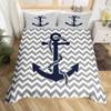 Nautical Anchor Striped Pattern Bedding Cover With Pillowcase Quilt Cover Three-Piece Duvet Cover Set