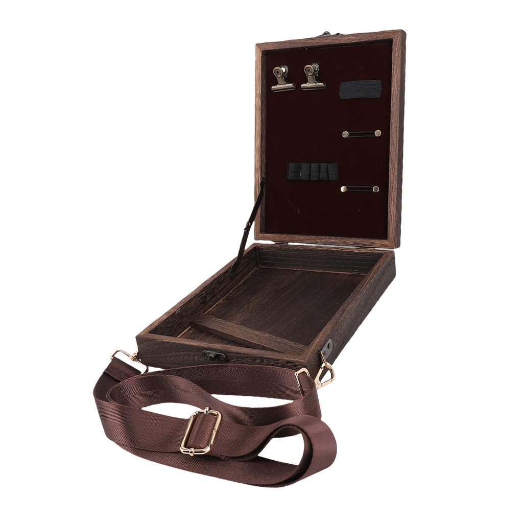 Writers Messenger Wood Box Portable Wooden Artist Bag Easel Sketch Box with Adjustable Shoulder Strap for Outdoor
