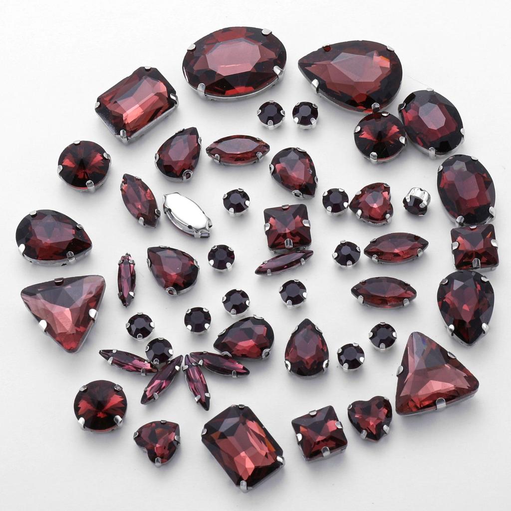 Mixed 50 Rhinestones Single Claw Glass Hand Sewing Drill Claw Drill DIY Wedding Decoration Clothing Crystal Buckle Rhinestone Sew On Beads