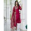 Women Silk Blend Kurta Pant Dupatta Set Indian Party Wedding Wear Salwar Kameez VBP-1369