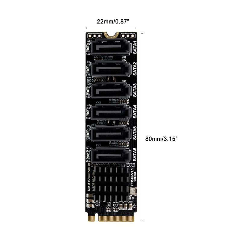 Внутренняя 6-портовая III 6 ГБ/с M-key карта контроллера PCIE 3.0 для настольного ПК, поддержка SSD для с низкопрофильной скобой