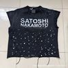 Vintage Washed Cotton Tee With Embossed Letter Rhinestone Detail Loose Fit Short Sleeve Men