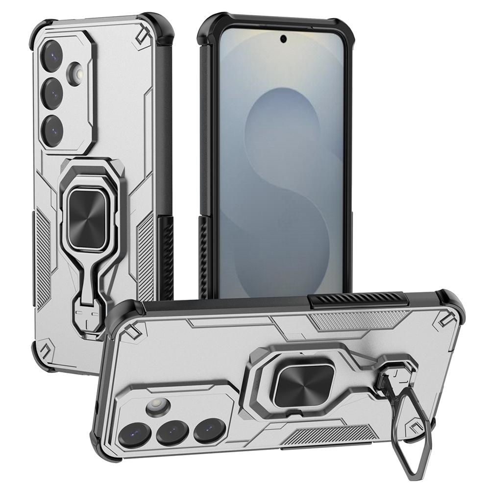 For Samsung Galaxy S25+ Case Rotatable Ring Kickstand PC+TPU Shockproof Phone Cover