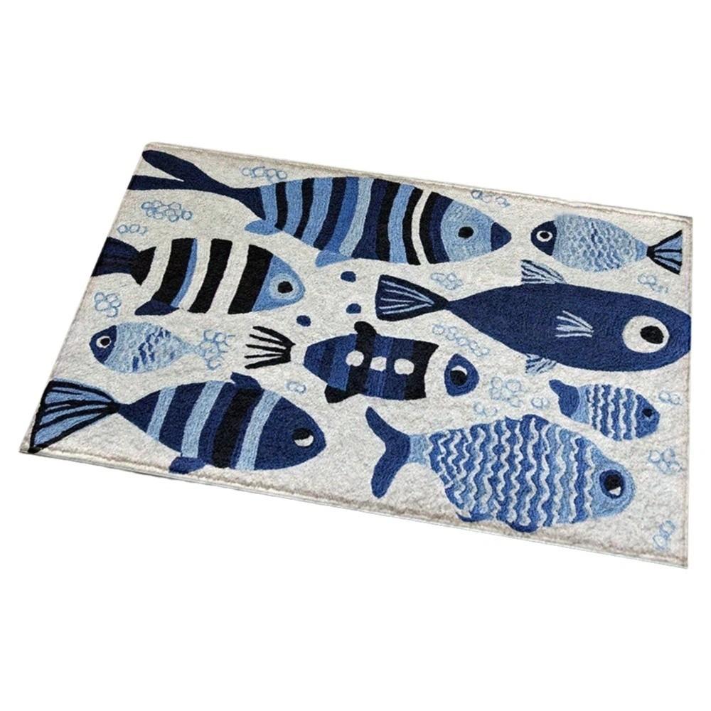 2D Flat Marine Decor Doormat Non Slip Bathroom Rug Welcome Mat Entrance Rug Entryway