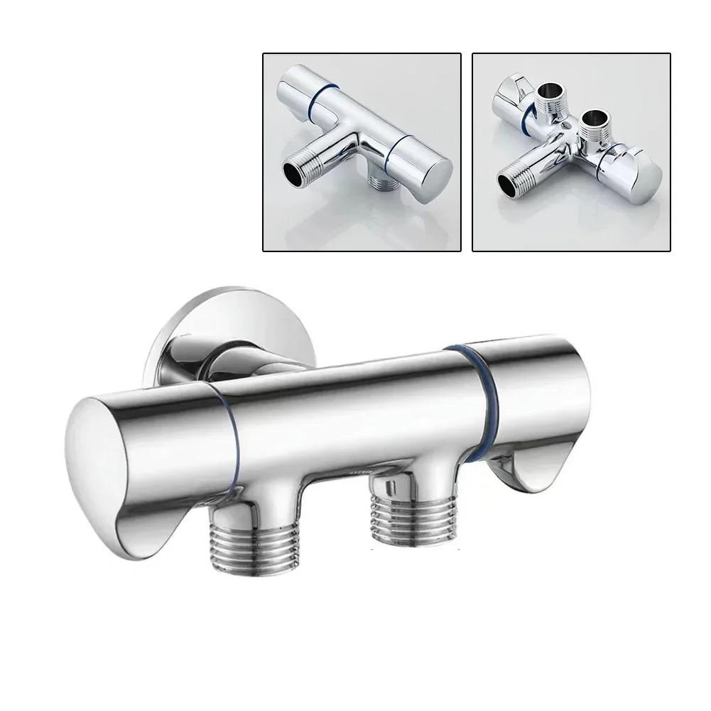 1 In 2 Out Triangular Valve Cold Water Faucet Bathroom Washing Machine Faucet Triangle Valve Dual Control Water Distributor