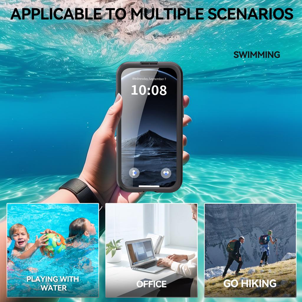 Водонепроницаемый магнитный чехол IP68 для IPhone 17 Air 16 Pro Plus ProMax Ударопрочный 360 Полное покрытие Корпус повышенной прочности Погружение Плавание На открытом воздухе