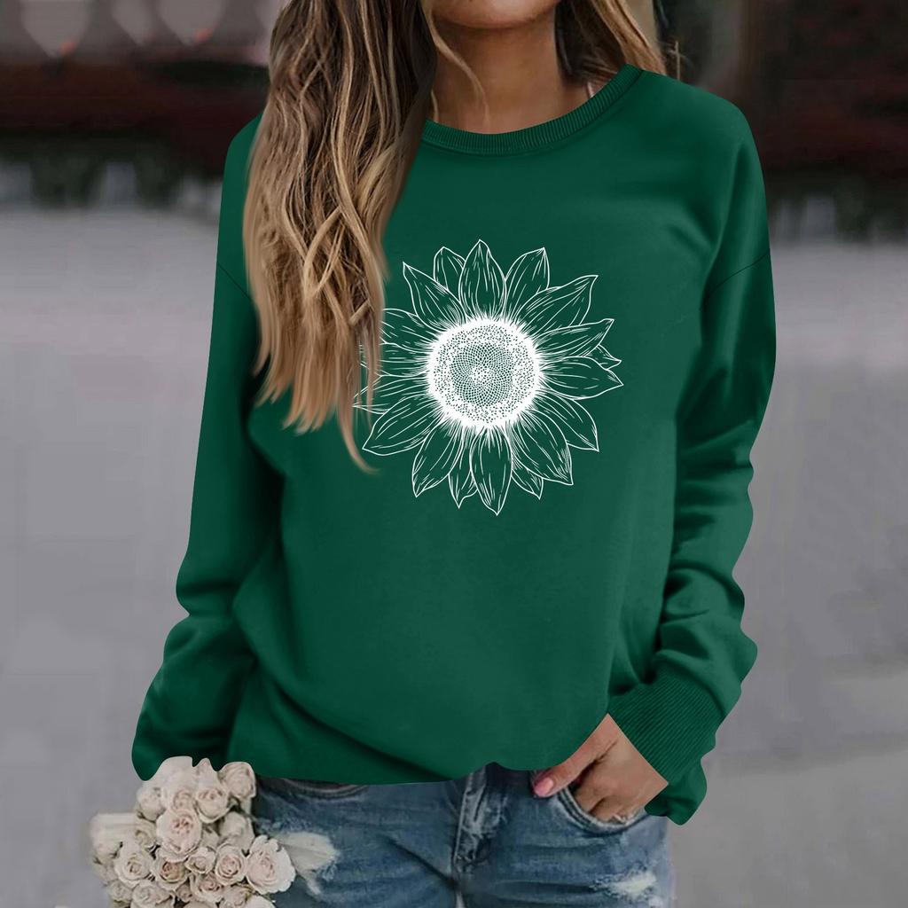 Женская модная повседневная толстовка с длинным рукавом и круглым вырезом с принтом