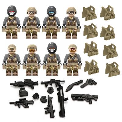 8 шт., солдат спецназа с замком, военное оружие, армейские мини-фигурки, блоки, кирпичи, модельные строительные наборы, детские развивающие игрушки