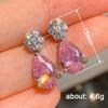 Серьги-подвески Huitan Pear Shape Pink CZ для женщин, цветные изящные аксессуары для ушей, необычный подарок на день рождения, новые модные украшения