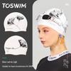 Силиконовая шапочка для плавания TOSWIM с принтом