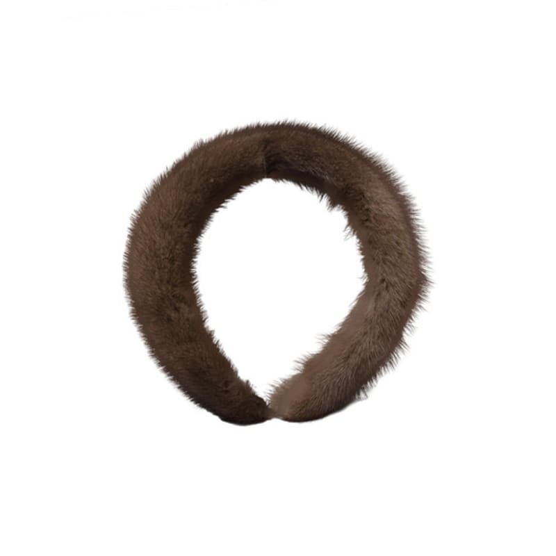 Коричневая шляпа [ободок] Полоска из норкового меха - Коричневый