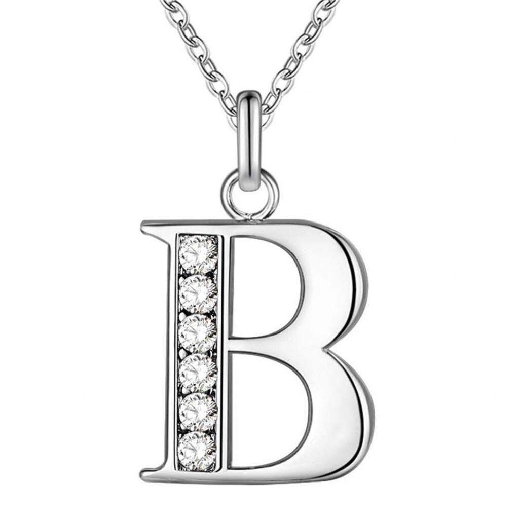 Simple Shiny Zircon 26 English Letters Pendant Women Men Thin Necklaces Jewelry MIT
