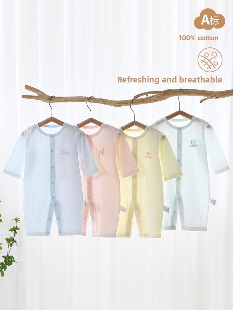 Baby Summer Cotton Romper With Long Sleeves For Newborns And Infants
