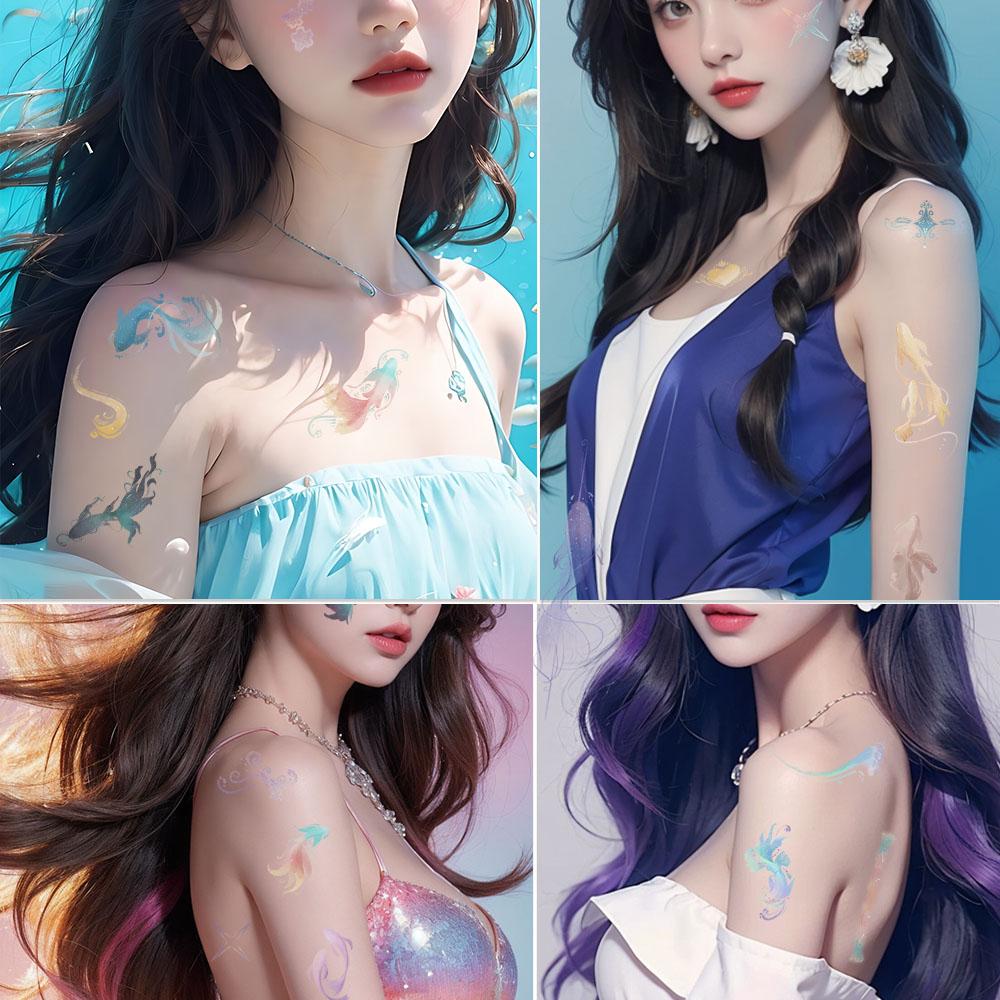 10 листов красочных наклеек-татуировок с изображением карпа для рук, тела, рук, временных поддельных водонепроницаемых наклеек для татуировок, подарки для студентов