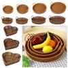 1Pcs Breakfast Bread Food Storage Tray Fruit Vegetable Cake Wicker Plastic Rattan Threads Basket
