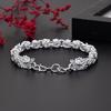Jewelry Plated with 925 Silver for Men and Women, Domineering Double Faucet Bracelet Jewelry, Couple Gift