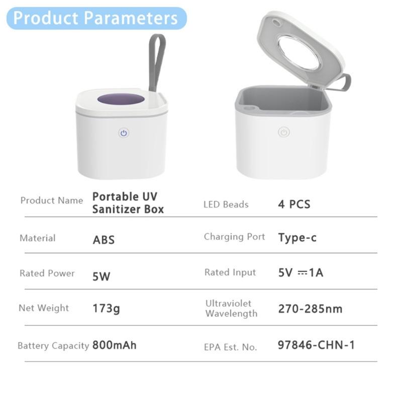 Portable Pacifier Sterilizer Case UVC Light Cleaning Box Convenient USB C Rechargeable for Denture Straw Nipple