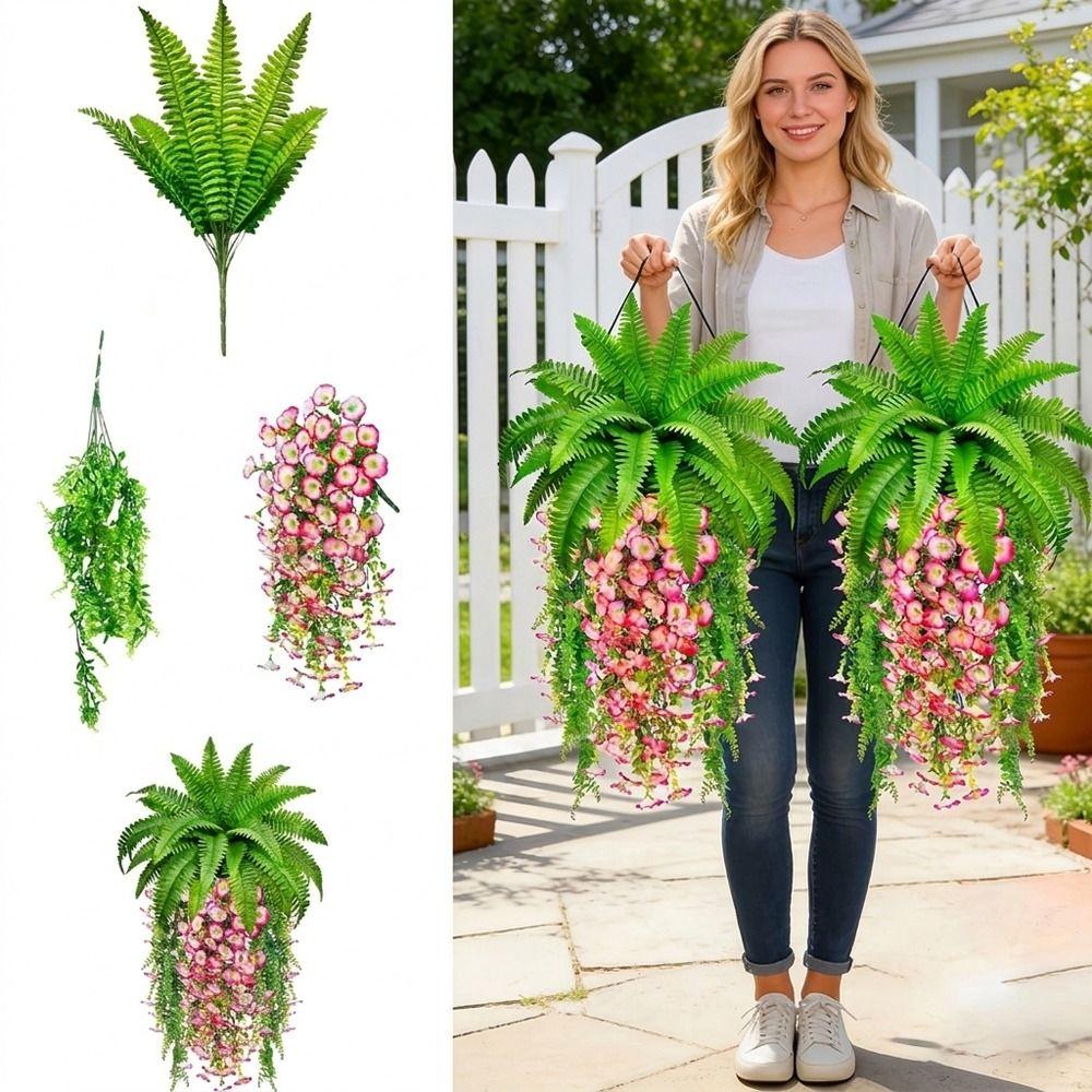 UV Resistant Morning Glory Boston Fern Hanging Vine Persian Leafs Flower Kit Home Decor
