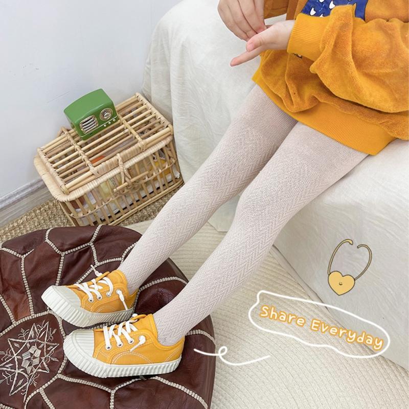 Колготки для девочек, однотонные, с волнистым узором, детские колготки из чесаного хлопка, эластичные колготки для танцев