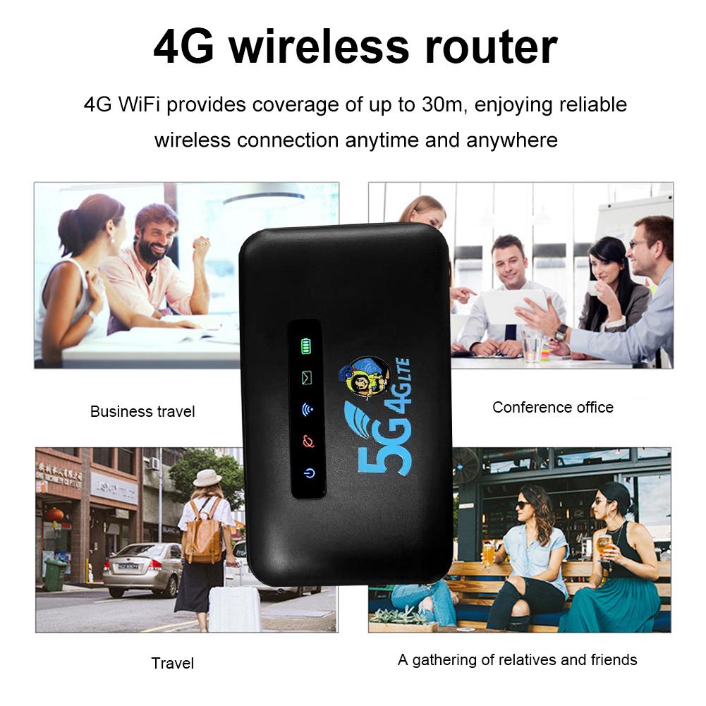 4G LTE Роутер 150 Мбит/с Портативный Беспроводной WiFi Мобильный Хотспот Донгл Сетевая Карта Адаптер LAN RJ45 2600 мАч со Слотом для SIM-карты