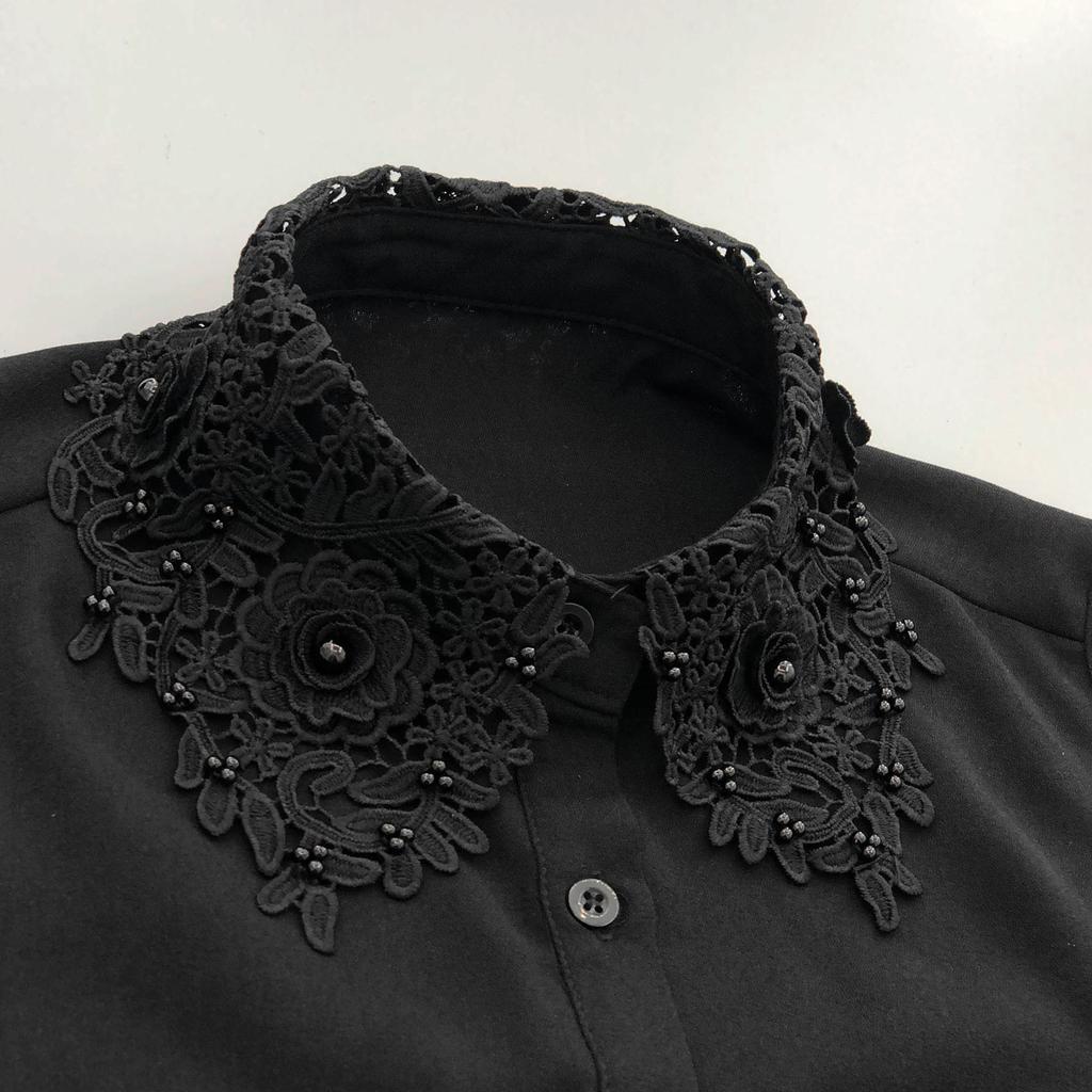 Идеальное Сочетание Новый Дизайн Рубашка Лацкан Ложный Воротник Женский С Вырезами Цветок Пуговица Половина Рубашки Съемный Воротник Съемный Аксессуар на Шею Ложные Галстуки